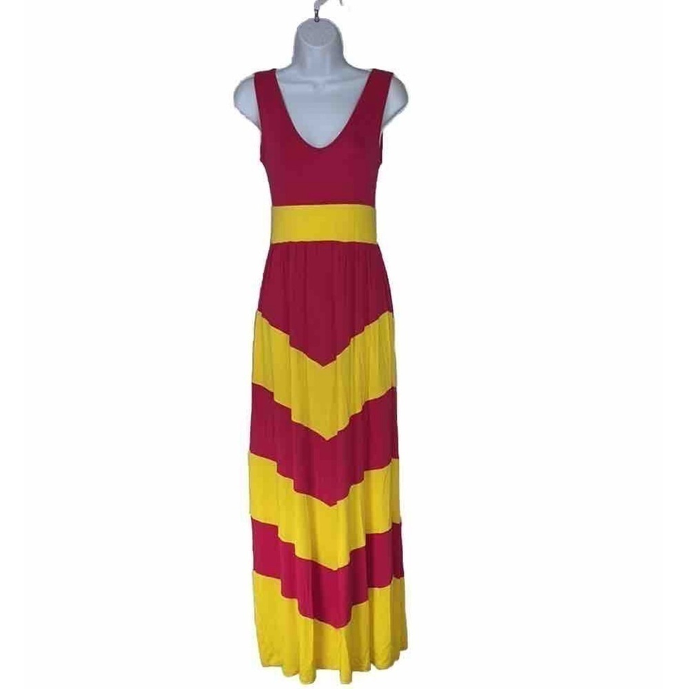NEW Women's Handmade Matching Mommy & Me Sleeveless Maxi Dress Pink & Yellow